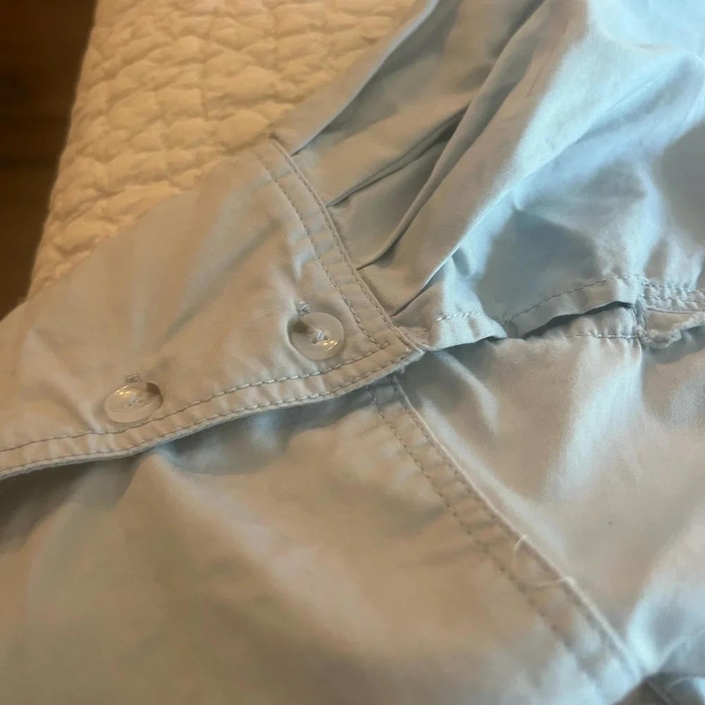 Free People Light Blue Button-Down Crop Shirt